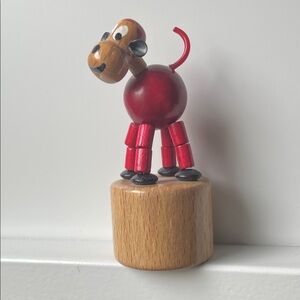 Vintage Red and Brown wooden dancing Monkey (Toy)